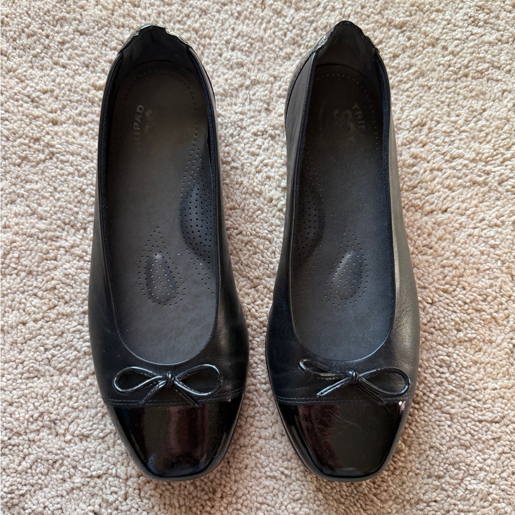 Sas Women’s Black Coco Slip On Loafer Ballet Flats With Bow Size 8w